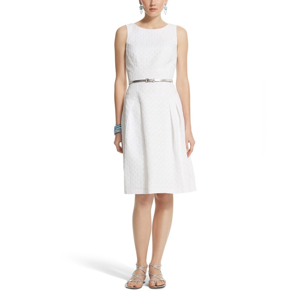 Sleeveless Jacquard Fit and Flare Dress